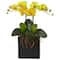 18.5" Double Mini Phalaenopsis Silk Orchid in Black Vase